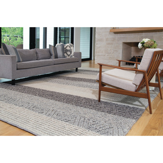 Berkeley Transitional Stripes Rug - 0811F by Feizy in gray, taupe, tan. Made from wool in a unique style.
