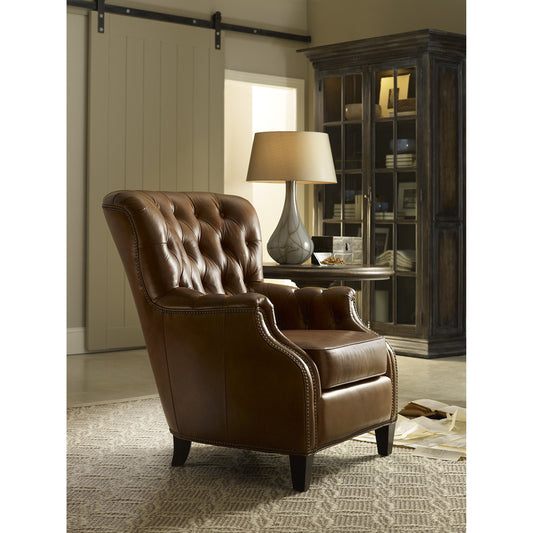 Hamrick Club Chair by Hooker Furniture in aegis glove. Made from leather in a traditional style.
