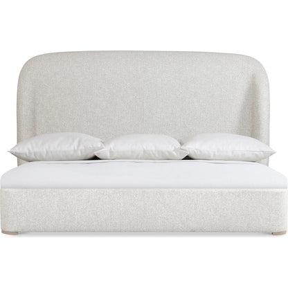 Loggia Shelter Bed by Bernhardt in beige. Made from fabric in a transitional style.
