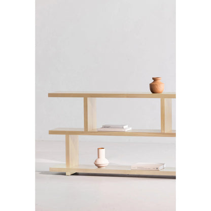 Miri Shelf Oak by Moe's Home Collection in white wash oak veneer. Made from white oak veneer over mdf, pu lacquer in a transitional style.