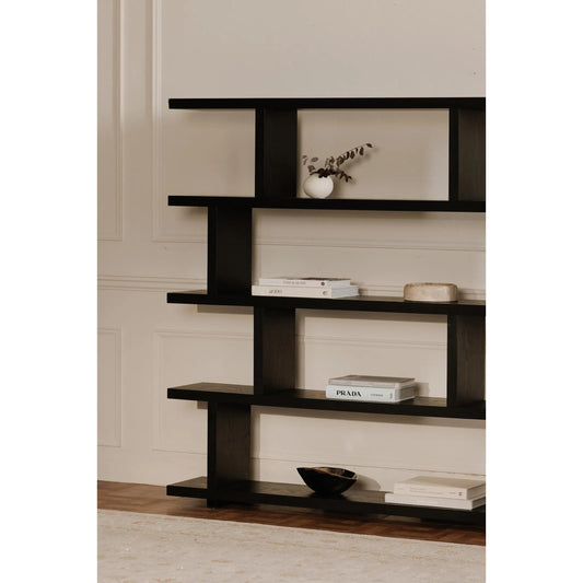 Miri Shelf by Moe's Home Collection in black and pu. Made from ash veneer, mdf in a unique style.
