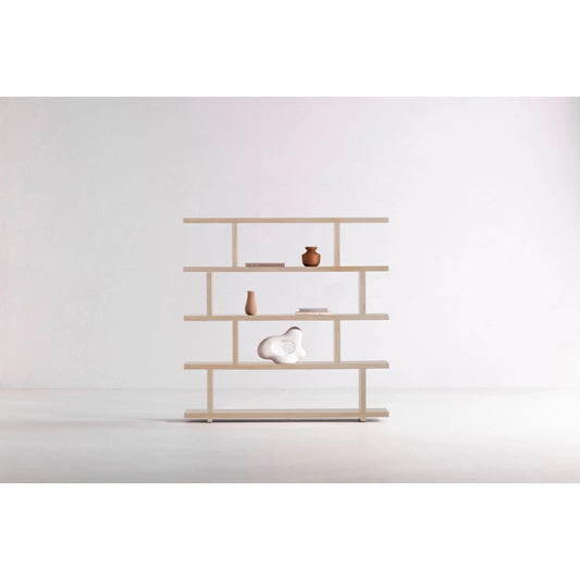 Miri Shelf Oak by Moe's Home Collection in white wash oak veneer. Made from white oak veneer over mdf, pu lacquer in a unique style.