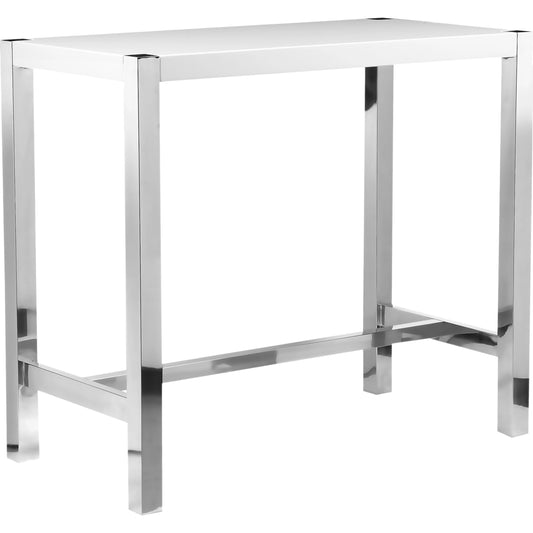 Riva Bar Table by Moe's Home Collection in white. Made from high-gloss lacquer, stainless steel base, mdf in a modern style.