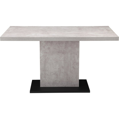 Hanlon Dining Table by Moe's Home Collection in light grey. Made from concrete-look melamine over mdf, metal frame, powder-coated iron base in a modern style.
