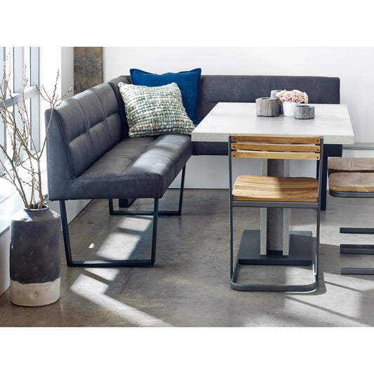 Hanlon Corner Bench by Moe's Home Collection in grey. Made from upholstery: 100% polyester, powder coated iron legs in a modern style.