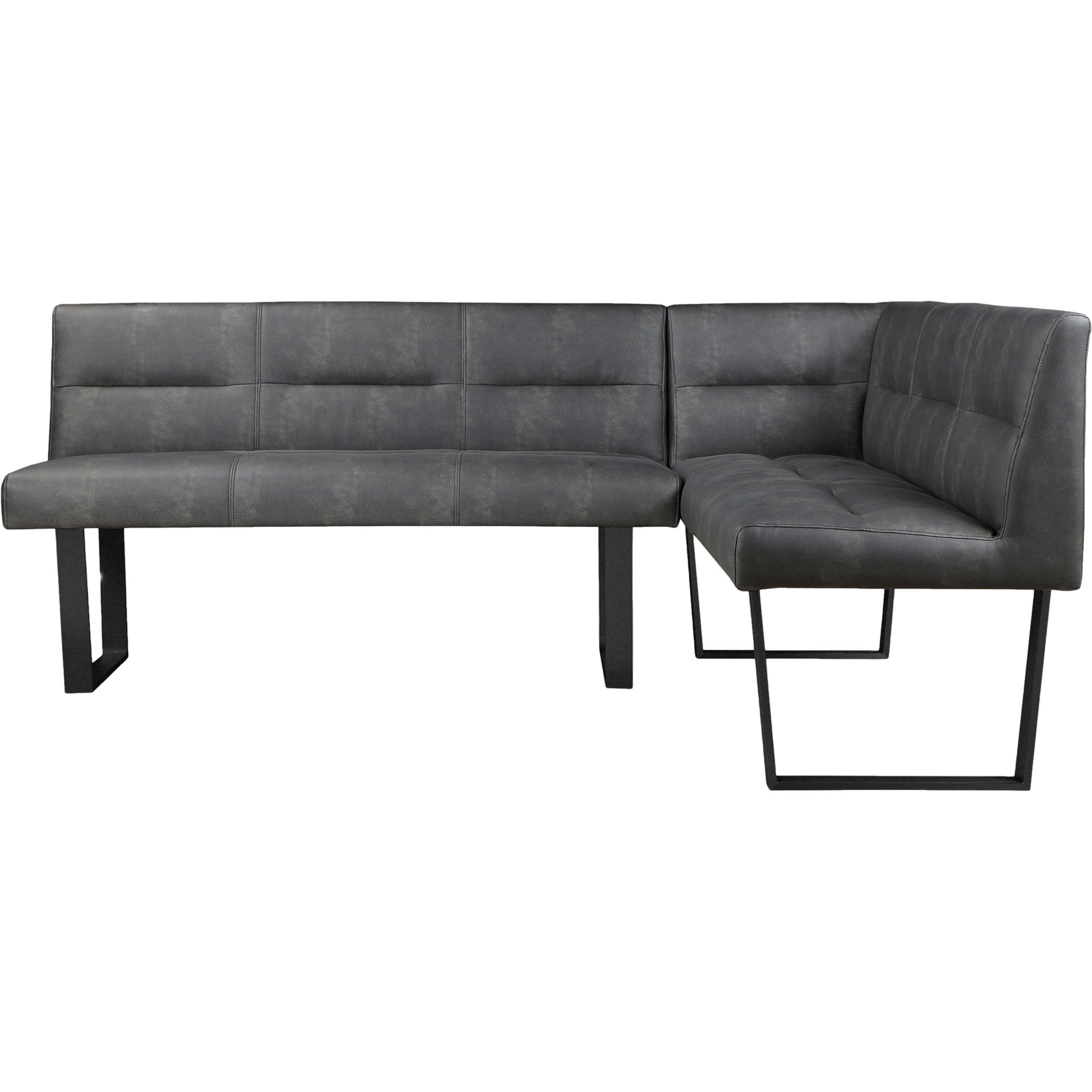 Hanlon Corner Bench by Moe's Home Collection in grey. Made from upholstery: 100% polyester, powder coated iron legs in a modern style.