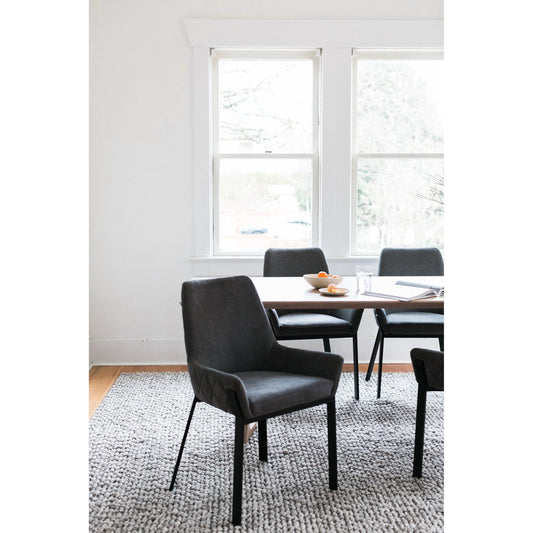 Lloyd Dining Chair by Moe's Home Collection in dark gray and painted finish. Made from upholstery: 100% polyester, metal legs, metal frame, mdf, metal in a modern style.
