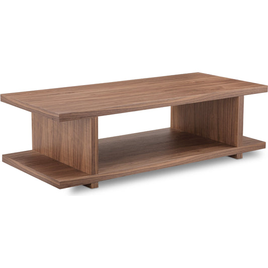 Miri Coffee Table by Moe's Home Collection in brown and pu. Made from walnut veneer, mdf in a unique style.