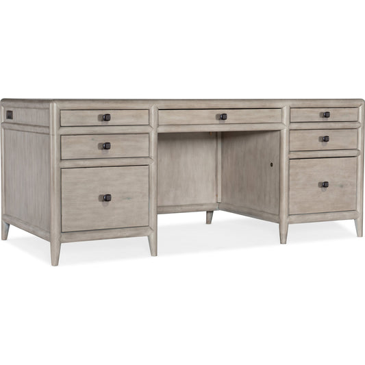 001 SI-1748500 | Additional Silo | Burnham Executive Desk by Hooker Furniture in grey mink. Made from alder veneers with knots in a cottage & farmhouse style.