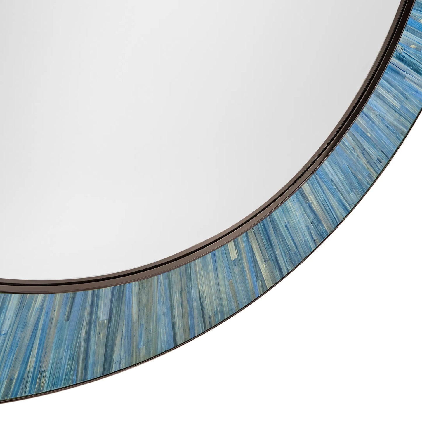 006 SI-2535747 | Closeup | Sapphire Round Wall Mirror by Jonathan Charles in azure blue straw. Made from main straw in a unique style.