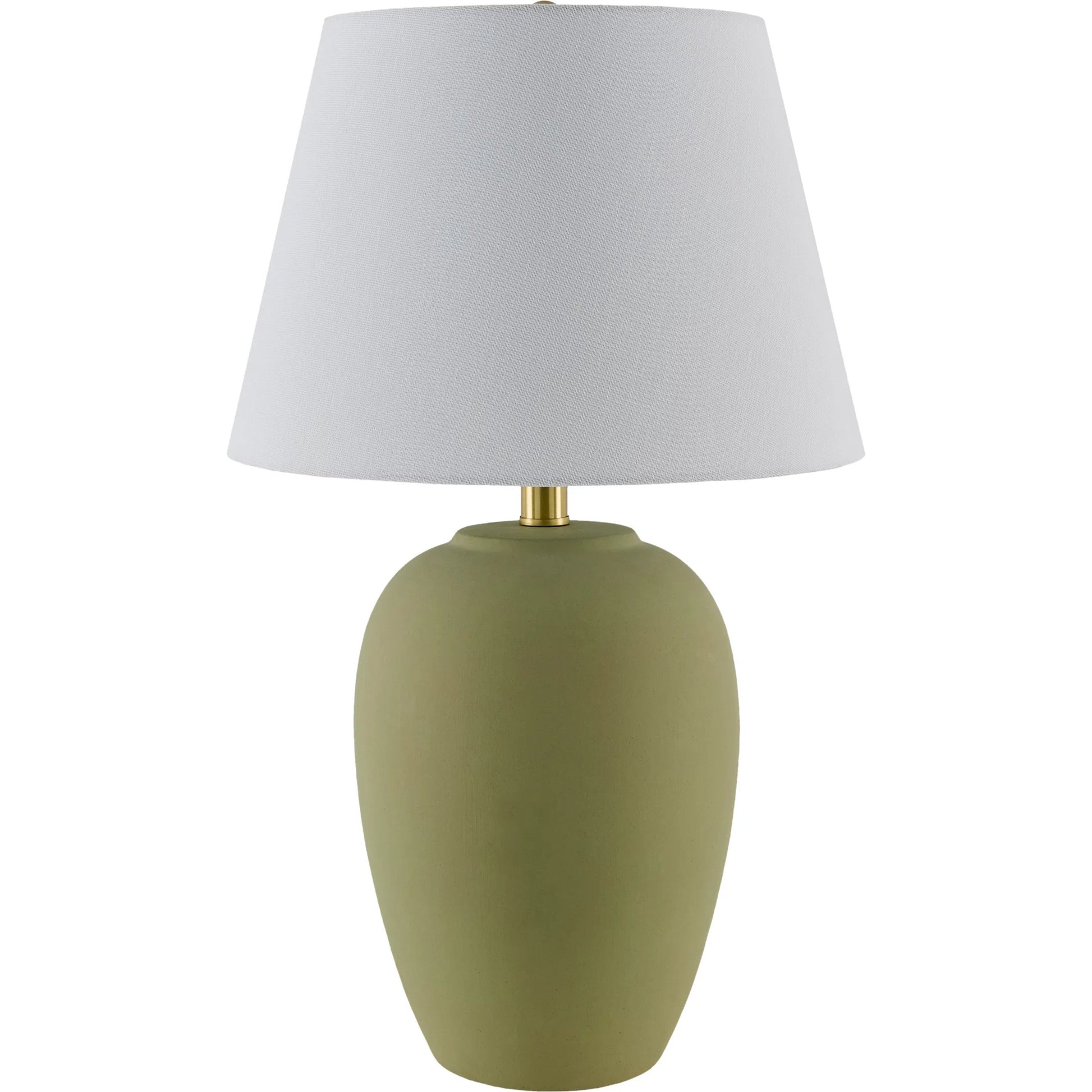 Matera Accent Table Lamp by Livabliss in green and hand painted. Made from ceramic, linen, iron in a modern style.
