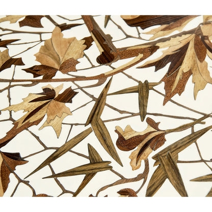 Trianon Console Table by Jonathan Charles in oak leaf parquetry. Made from mahogany solids, various marquetry veneers, resin, brass in a traditional style.