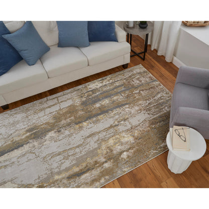 Aura Rug - 39LMF by Feizy in ivory, gold, brown. Made from polyester, polypropylene in a unique style.