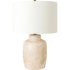 Body: White, Shade (Outside): Beige, Shade (Inside): White, Finial: Metallic - Silver, Harp: Metallic - Nickel, Cord: Black