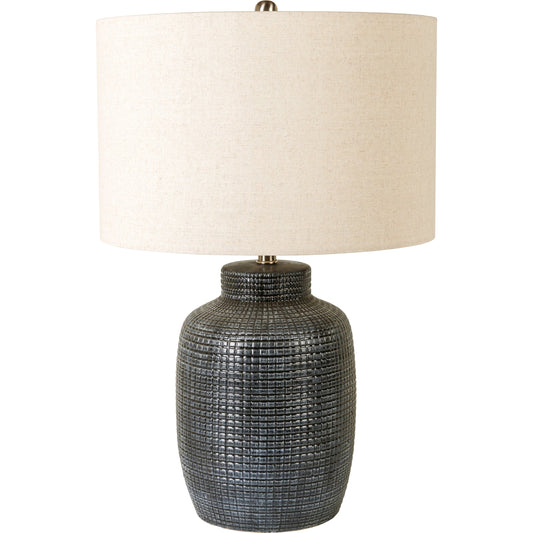 Brie - 31881 by Surya in glazedpolished. Made from shade (outside): linen, shade (inside): polyester, body: ceramic, finial: metal, harp: metal in a modern style.