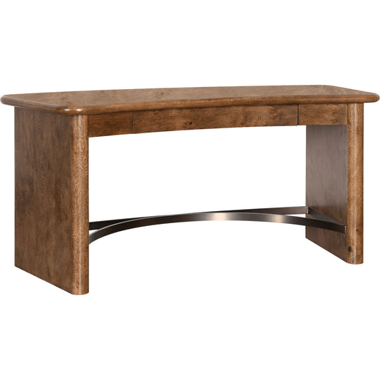 Melange Romano Writing Desk by Hooker Furniture in medium wood and golden brown, oak veneers, bronze metal. Made from oak solids, oak veneers, metal in a unique style.