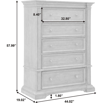 Woodbury Five-Drawer Chest by Pulaski Furniture in cowboy boots brown. Made from rubberwood in a traditional style.