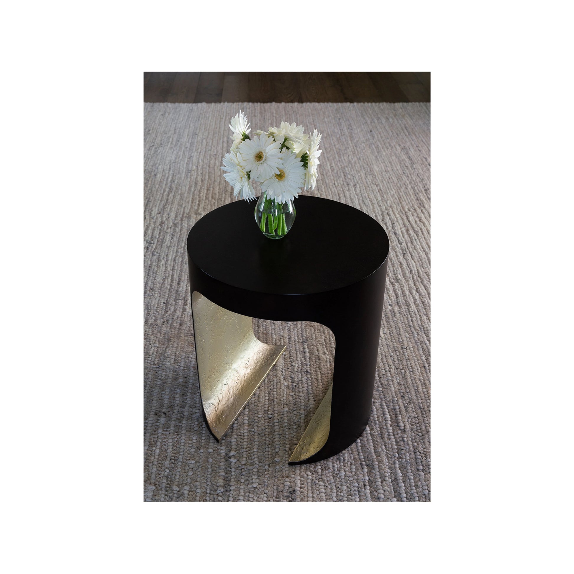 Erinn V X Universal Sonora Side Table by Universal Furniture in blakened bronze, silver leaf. Made from unique in a modern style.