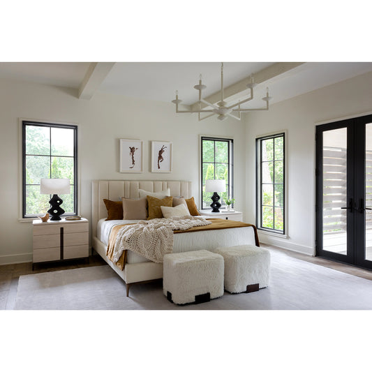Erinn V X Universal Summerland Bed by Universal Furniture in berber snow. Made from 23% cotton, 18% polyester, 17% wool, 16% linen, 14% rayon, 12% acrylic in a modern style.