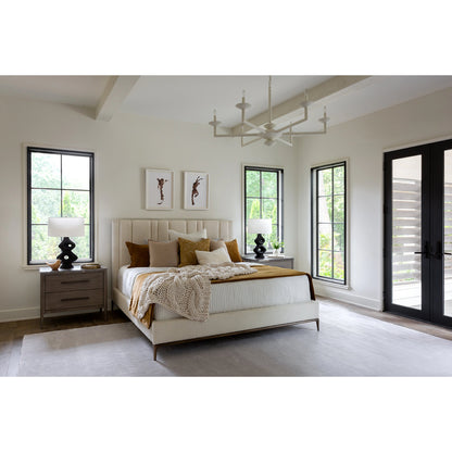 Erinn V X Universal Summerland Bed by Universal Furniture in berber snow. Made from 23% cotton, 18% polyester, 17% wool, 16% linen, 14% rayon, 12% acrylic in a modern style.
