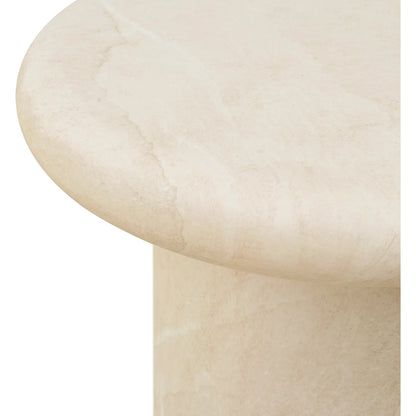 Travertino Outdoor End Table by Sunset West in white/cream/beige. Made from glass fiber reinforced concrete in a transitional style.