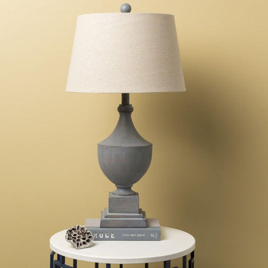 Eleanor Lamp - 13839 by Surya in gray and gray washed. Made from linen, metal in a traditional style.