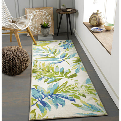 Erin Rug by Livabliss in cream, blue, mustard, olive, aqua. Made from 100% polyester in a modern style.