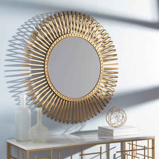 Errol Mirror by Livabliss in frame: gold and hand painted. Made from frame: metal, frame (substrate): manufactured wood in a modern style.