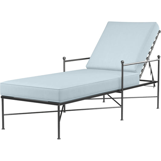 Provence Outdoor Chaise Lounge by Sunset West. Made from wrought iron in a modern style.