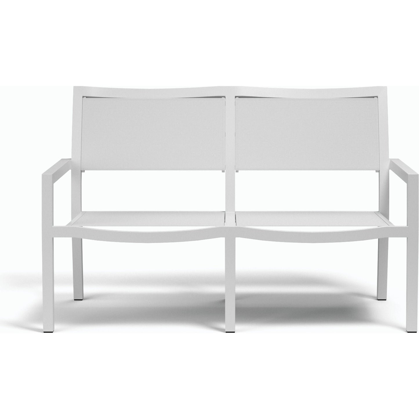 004 SI-2166661 | Additional Silo | Naples Outdoor Sling Loveseat by Sunset West in white. Made from aluminum in a modern style.