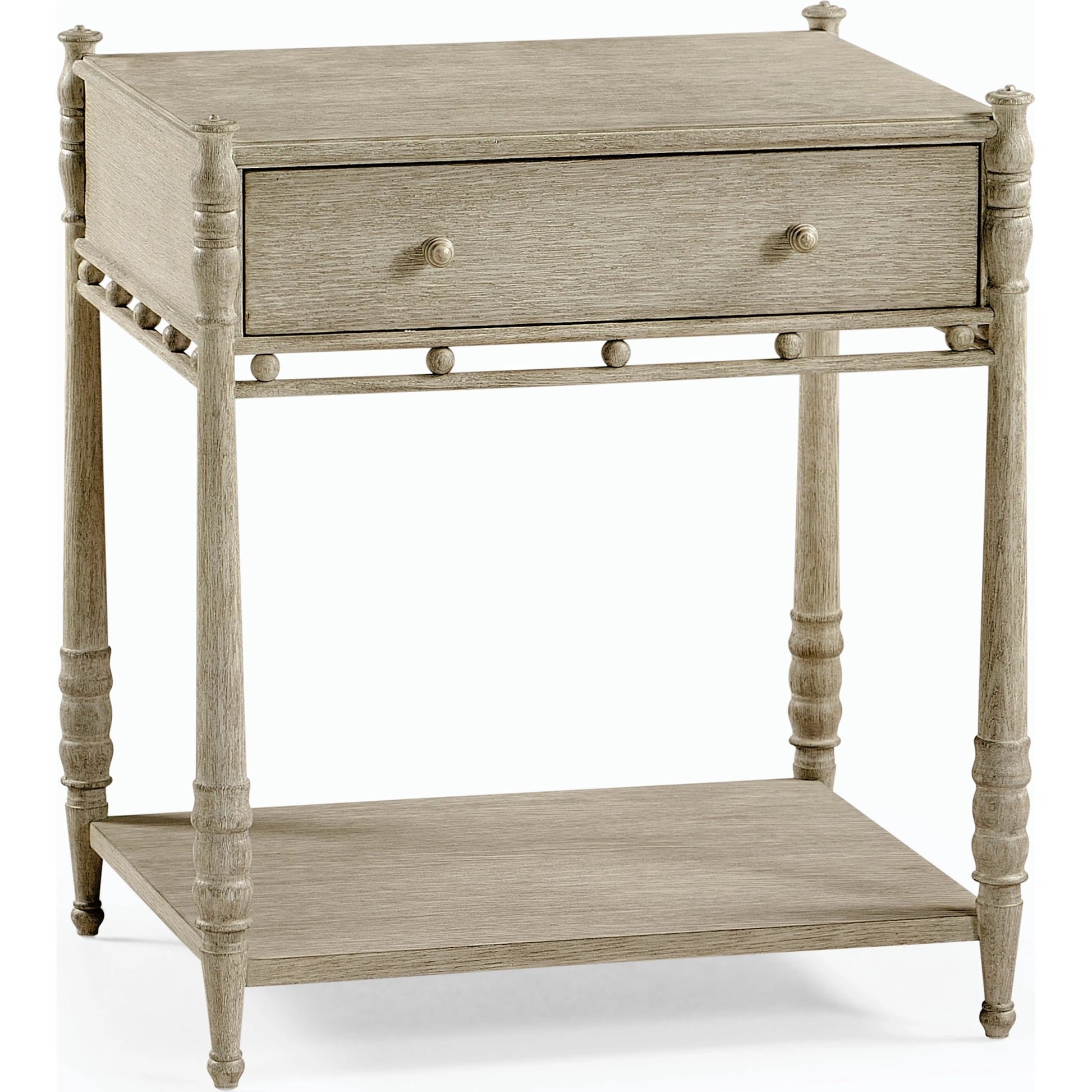 Morris Bedside Table by Jonathan Charles in light brown and washed grey oak. Made from oak in a modern style.