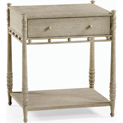 Morris Bedside Table by Jonathan Charles in light brown and washed grey oak. Made from oak in a modern style.