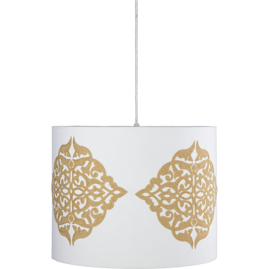 Elisa Ceiling Light - 24859 by Surya in light grey, camel and white, gold powder coated cotton,. Made from cotton, fabric, metal in a modern style.
