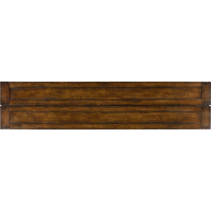 Casual Accents Small Walnut Hunt Table by Jonathan Charles in brown and medium walnut country distressed. Made from acacia in a traditional style.