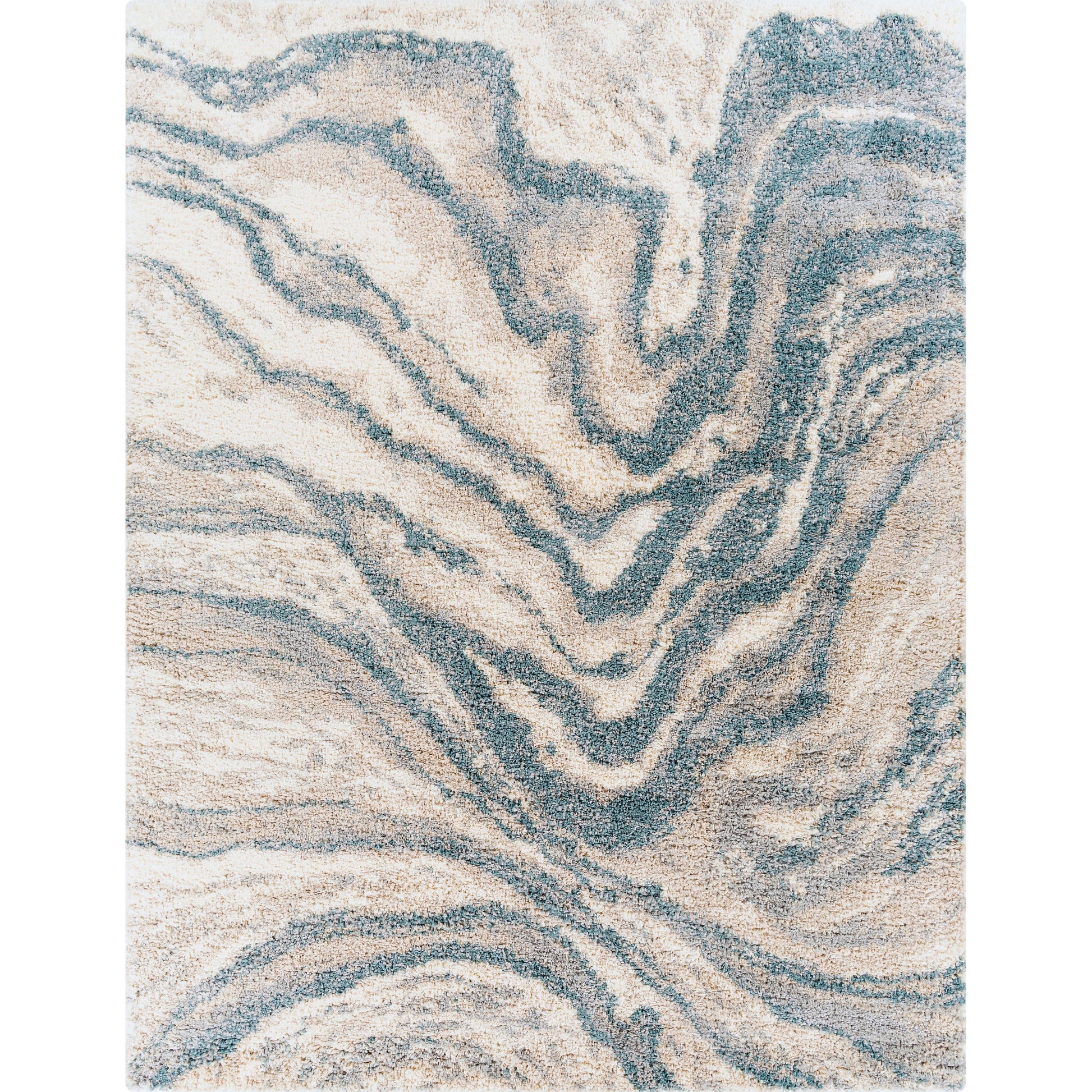 Eskimo Shag by Livabliss in blue, light gray, light beige, cream. Made from 100% polypropylene in a modern style.