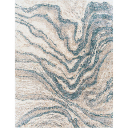 Eskimo Shag by Livabliss in blue, light gray, light beige, cream. Made from 100% polypropylene in a modern style.