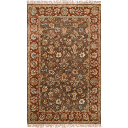 Estate Rug - 61 by Surya in dark brown, rust, brown, dusty sage, mustard. Made from 100% hand spun new zealand wool in a unique style.