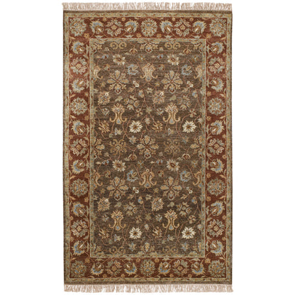 Estate Rug - 61 by Surya in dark brown, rust, brown, dusty sage, mustard. Made from 100% hand spun new zealand wool in a unique style.