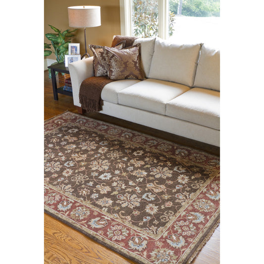 Estate Rug - 61 by Surya in dark brown, rust, brown, dusty sage, mustard. Made from 100% hand spun new zealand wool in a unique style.