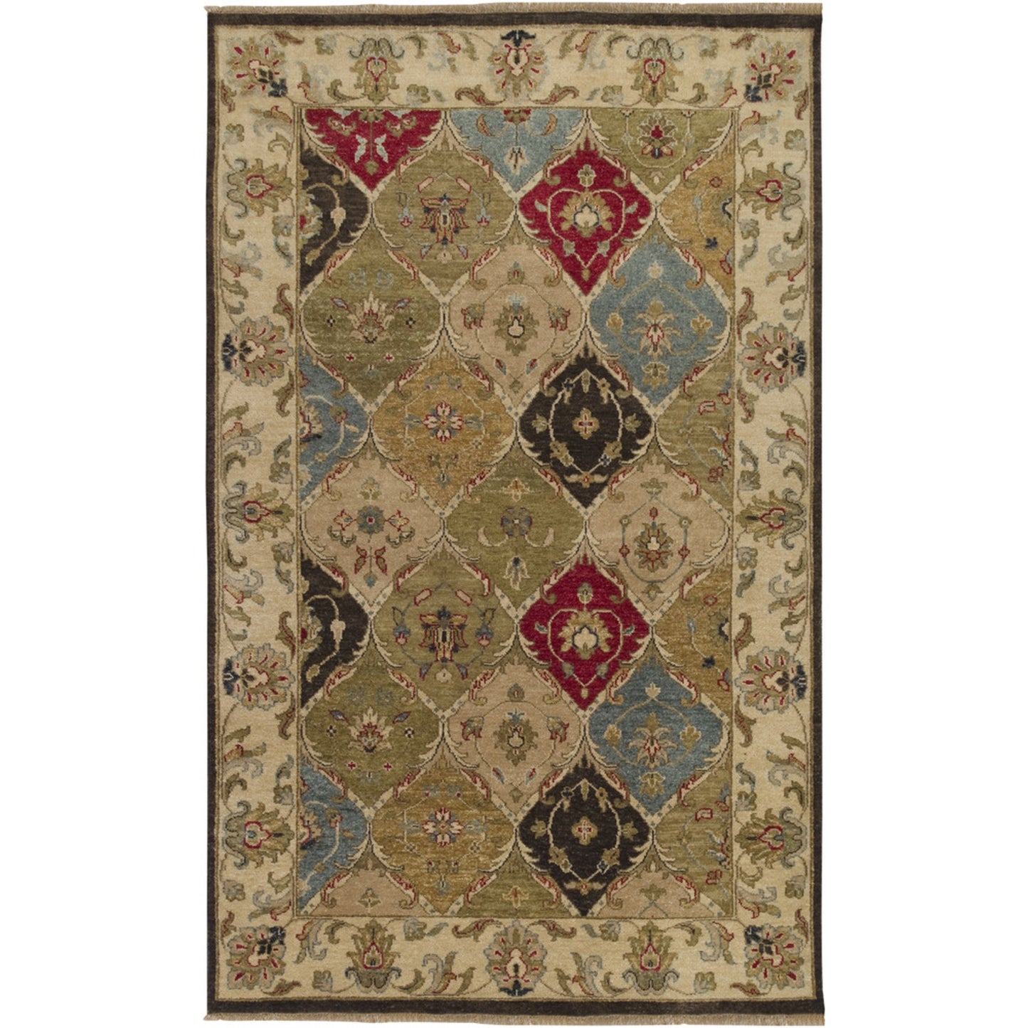 001 17906-3178,17906-3179,17906-3180 | Primary Silo | Estate Rug - 6001 by Surya in wheat, medium green, dark red, dark brown, light brown. Made from 100% hand spun new zealand wool in a unique style.