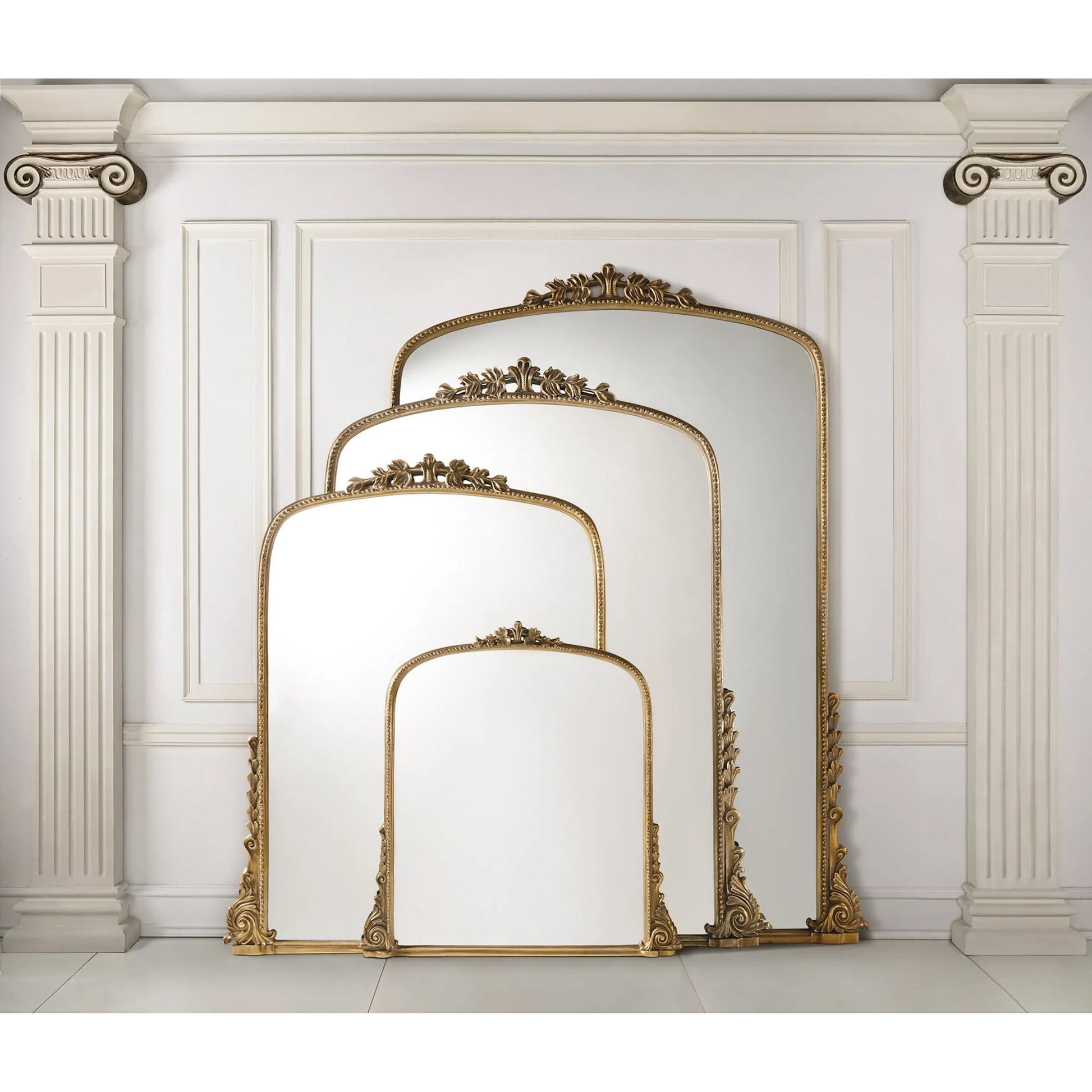 Jules Full Mirror by Zentique in distressed gold. Made from iron, mirror, mdf in a traditional style.