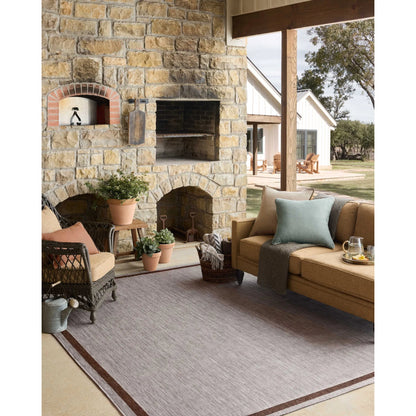 Easton ESN-02 Outdoor Rug by Loloi in dove, coffee. Made from 100% polypropylene in a unique style.
