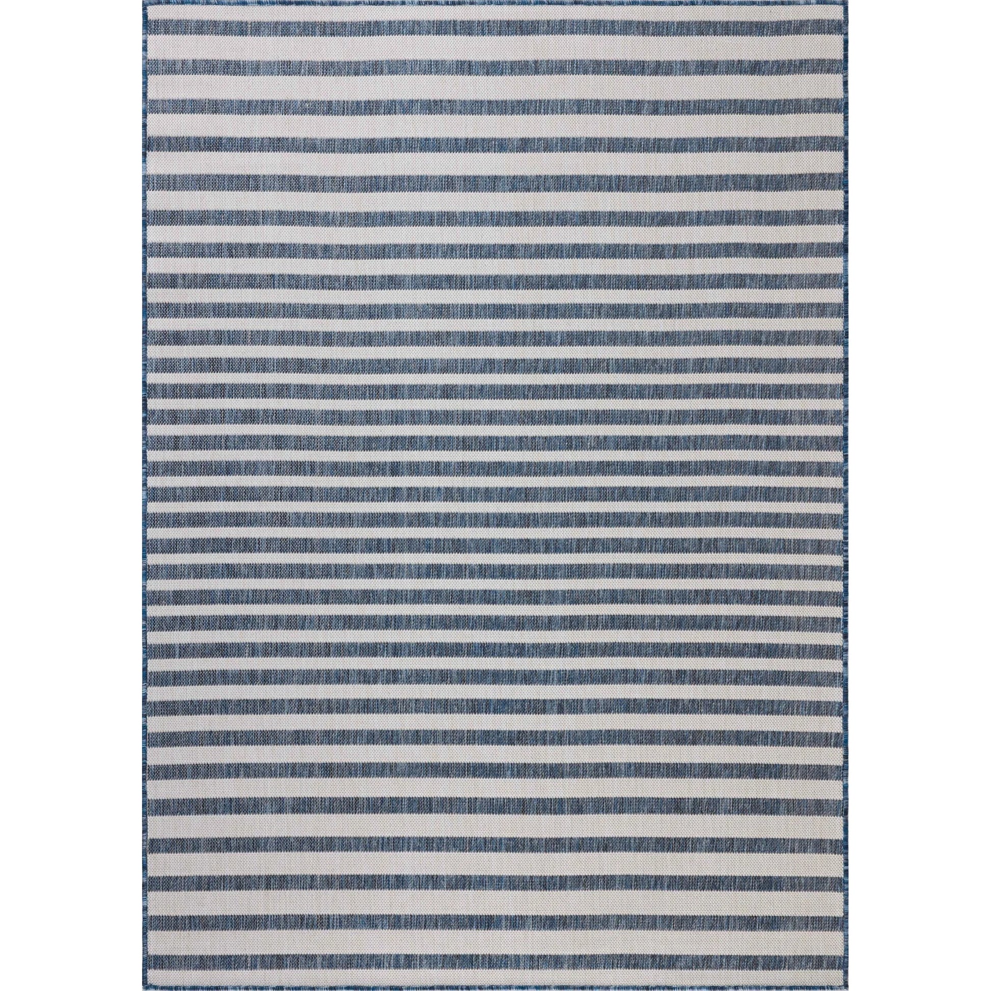 Easton ESN-03 Outdoor Rug by Loloi in denim, ivory. Made from 100% polypropylene in a unique style.