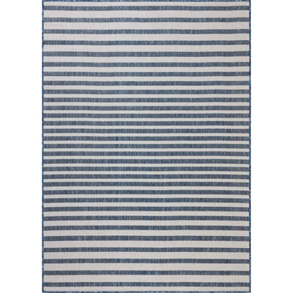 Easton ESN-03 Outdoor Rug by Loloi in denim, ivory. Made from 100% polypropylene in a unique style.