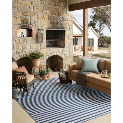 Easton ESN-03 Outdoor Rug by Loloi in denim, ivory. Made from 100% polypropylene in a unique style.