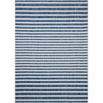 Easton ESN-03 Outdoor Rug by Loloi in denim, ivory. Made from 100% polypropylene in a unique style.