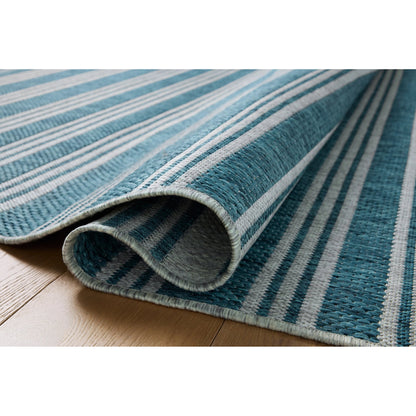 Easton ESN-04 Outdoor Rug by Loloi in teal, fog. Made from 100% polypropylene in a unique style.