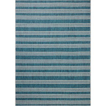Easton ESN-04 Outdoor Rug by Loloi in teal, fog. Made from 100% polypropylene in a unique style.