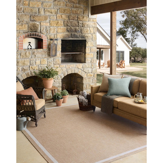 Easton ESN-05 Outdoor Rug by Loloi in wheat, ivory. Made from 100% polypropylene in a unique style.