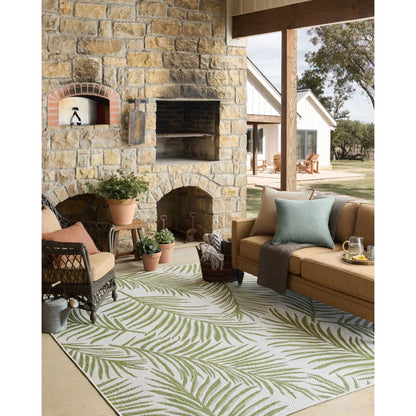 Easton ESN-06 Outdoor Rug by Loloi in ivory, green. Made from 100% polypropylene in a unique style.